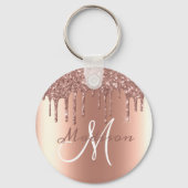 Monogram Roos Gold Glitter Drift Sparkle Sleutelhanger (Voorkant)
