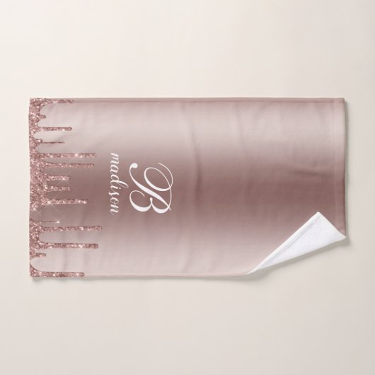 Monogram Roos Gold Glitter Drivers Bad Handdoek (Handdoek)