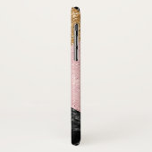 Monogram Roos Gold Glitter en Black White Marble Case-Mate iPhone Case (Achterkant/links)