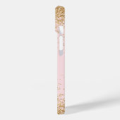 Monogram Roos Gold Glitter Girly Glam Case-Mate iPhone Case (Achterkant / Links)
