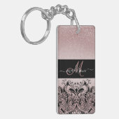 Monogram Roos Gold Glitter Sleutelhanger (Voorkant Links)