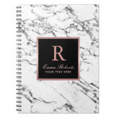 Monogram Roos Gold Initiaal Elegant White Marble Notitieboek (Voorkant)