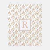 Monogram Roos Gold Leaf Design Fleece Blanket Deken (Voorkant)