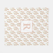 Monogram Roos Gold Leaf Design Fleece Blanket Deken (Voorkant (Horizontaal))