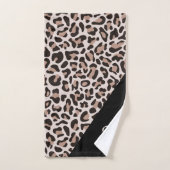 Monogram Roos Gold Leopard Print Trendy Bad Handdoek (Handdoek)