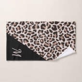 Monogram Roos Gold Leopard Print Trendy Bad Handdoek (Handdoek)