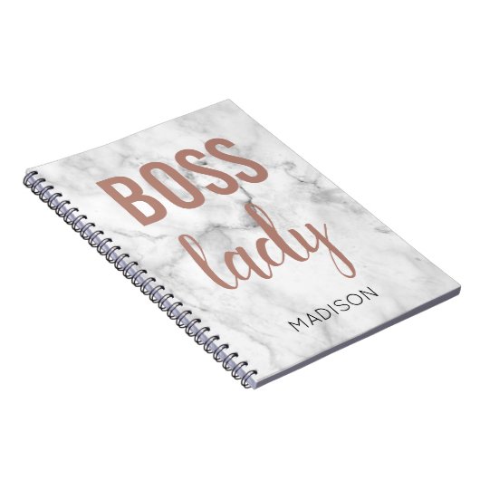 Monogram Roos Gold Lettering | Marble Boss Lady Notitieboek (Rechterzijde)