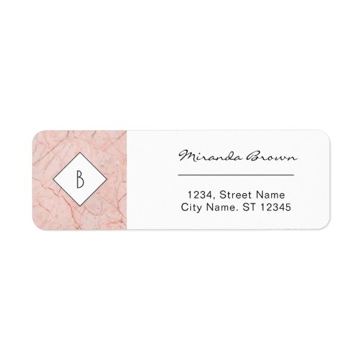 Monogram Roos Gold Marble Return Address Label (Voorkant)