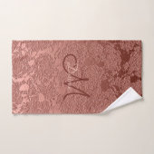 Monogram Roos Gold Pink Floral Modern Classy Bad Handdoek (Handdoek)