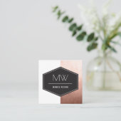 Monogram Roos Gold Vierkante Visitekaartje (Staand voorkant)