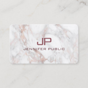 Monogram Roos Gold White marble Modern Sjabloon Visitekaartje