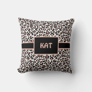 Monogram Roos Goud en Zwart Leopard Print Kussen