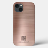 Monogram Roos Goud geborsteld metaal Case-Mate iPhone Case (Achterkant)