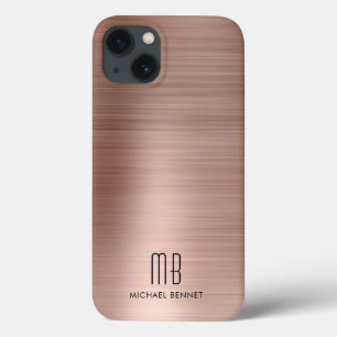 Monogram Roos Goud geborsteld metaal iPhone 13 Hoesje