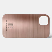 Monogram Roos Goud geborsteld metaal Case-Mate iPhone Case (Achterkant (horizontaal))