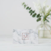 Monogram roos goud op marmeren ontwerp visitekaartje (Staand voorkant)