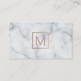 Monogram roos goud op marmeren ontwerp visitekaartje