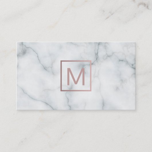 Monogram roos goud op marmeren ontwerp visitekaartje (Voorkant)
