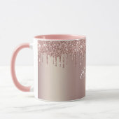 Monogram Roos Goud Roze Dripping Glitter Coffee Mok (Links)
