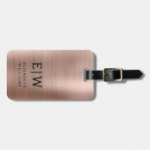 Monogram Roos Goud Roze Geborsteld Metallic Elegan Bagagelabel (Voorkant horizontaal)