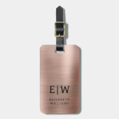 Monogram Roos Goud Roze Geborsteld Metallic Elegan Bagagelabel (Voorkant verticaal)