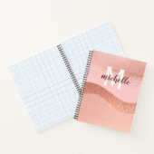 Monogram roos goud roze glitter notitieboek (Binnen)