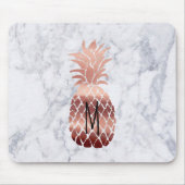 monogram roos gouden anananas op marmer muismat (Voorkant)