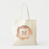 Monogram roos gouden bloemenkrans tote bag (Voorkant)