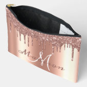 Monogram Roos Gouden Glitter Look Drips Girly Etui (Open)