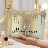 Monogram Roos Gouden Glitter Look Drips Girly Etui