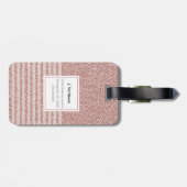 Monogram Roos Gouden Glitter Strepen Girly Bagagelabel (Achterkant horizontaal)