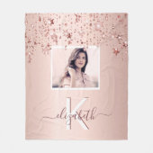 Monogram roos gouden sterren fleece deken (Voorkant)