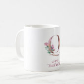 Monogram Roos Gouden Waterverf Bloemletter Q Koffiemok (Voorkant links)