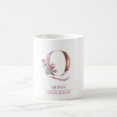 Monogram Roos Gouden Waterverf Bloemletter Q Koffiemok (Center)