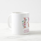 Monogram Roos Gouden Waterverf Bloemletter R Koffiemok (Voorkant links)