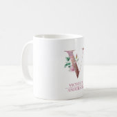 Monogram Roos Gouden Waterverf Bloemletter V Koffiemok (Voorkant links)