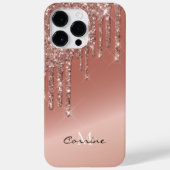 Monogram Roos Gouden Zijdrippen Glitter Android + Case-Mate iPhone Case (Achterkant)