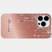 Monogram Roos Gouden Zijdrippen Glitter Android + Case-Mate iPhone Case (Achterkant (horizontaal))