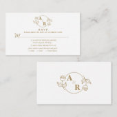 Monogram roos klassiek elegant, bloemige trouw RSV Informatiekaartje (Voorkant / Achterkant)