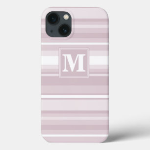Monogram roos kwarts strepen Hoesje-Mate iPhone ca iPhone 13 Hoesje