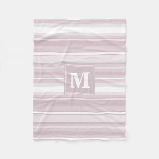 Monogram roos kwartsstrepen fleece deken (Voorkant)