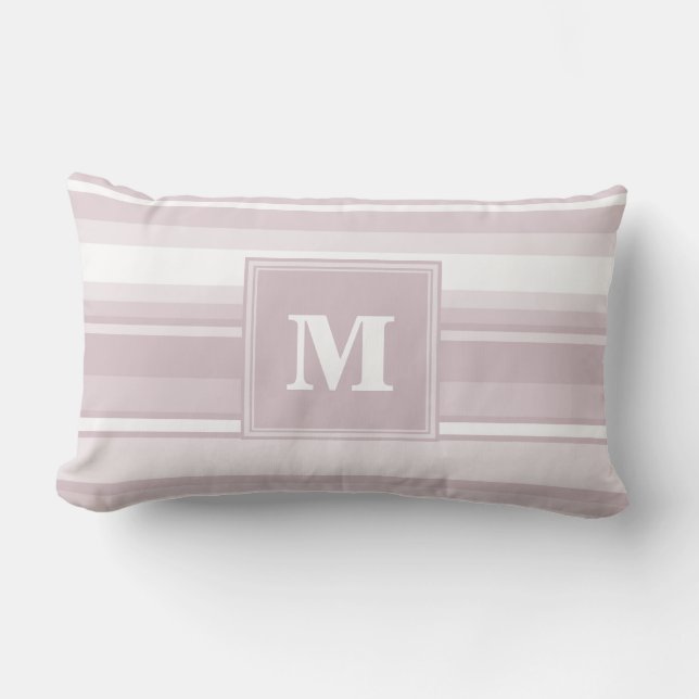 Monogram roos kwartsstrepen kussen (Voorkant)