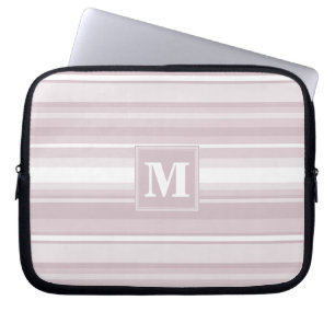 Monogram roos kwartsstrepen laptop sleeve