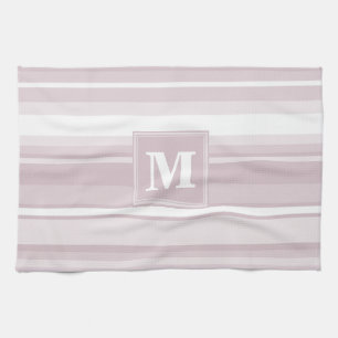 Monogram roos kwartsstrepen theedoek