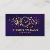 Monogram - roos marmer en goudspaar visitekaartje (Voorkant)