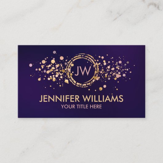 Monogram - roos marmer en goudspaar visitekaartje (Voorkant)