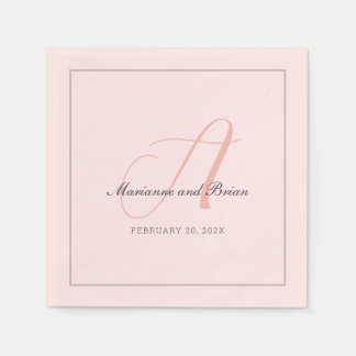 Monogram Roos Roze, Blush en Dove Grey Servet