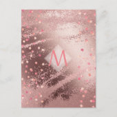Monogram ROSEGOLD Metallic Folie Confetti Look Briefkaart (Voorkant)