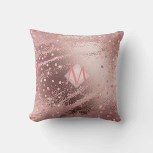 Monogram ROSEGOLD Metallic Folie Confetti Look Kussen
