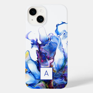 Monogram Royal Blue Abstract Case-Mate iPhone 14 Hoesje